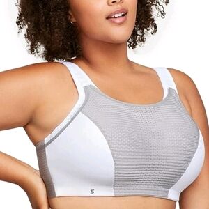 Glamorise Gray and White Sports Bra